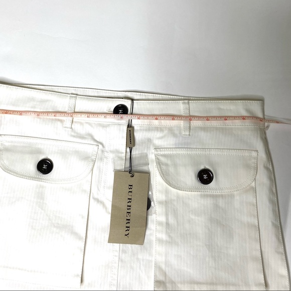 BURBERRY Skirt  8 Cotton Pockets Stripe Offwhite - Picture 11 of 15